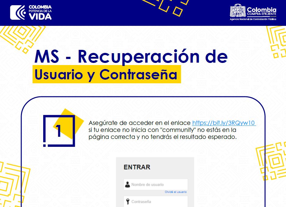 MS - Recuperación De Usuario Y Contraseña | Colombia Compra Eficiente ...